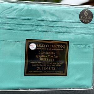Brand New Queen size bed sheet set,deep pocket 6PCS turquoise color